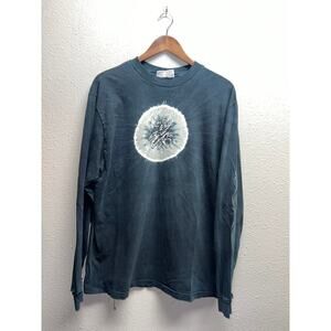 Y2K Utility Long Sleeve Shirt Tie Dye Abstract Artwork Art LS 2000s Tee Large